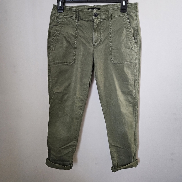 Banana Republic Olive Green Casual Pants Capri Cropped Rolled Neutral Solid - Picture 1 of 13